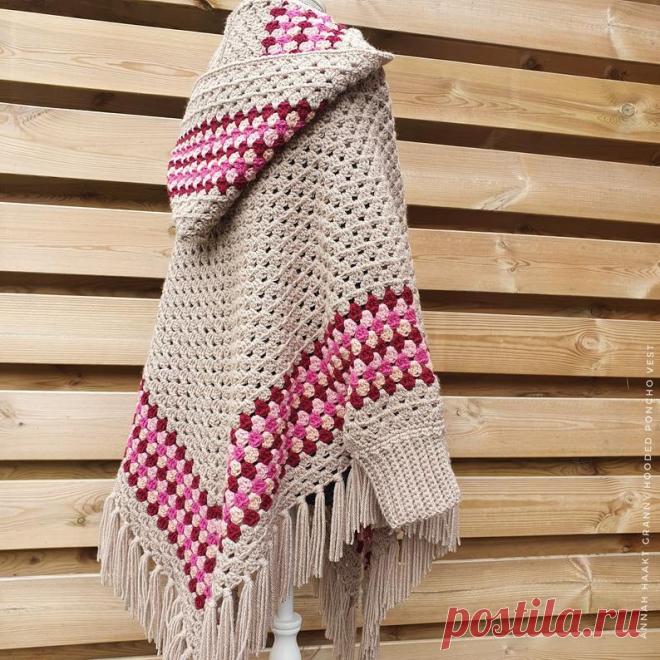 US Crochet Pattern Granny Hooded Poncho Vest Optional | Etsy