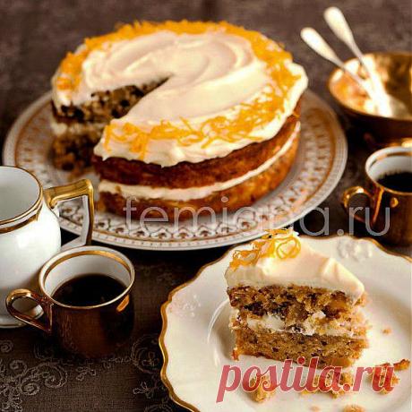 Легкий апельсиновый торт с орехами на растительном масле со сливочным кремом | FEMIANA