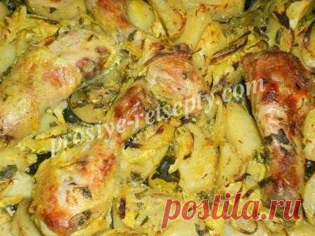 Куриные ножки с картошкой в духовке: рецепт с фото