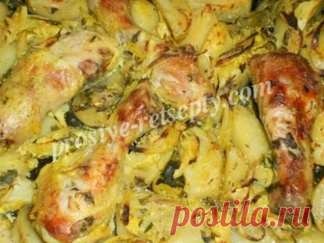 Куриные ножки с картошкой в духовке: рецепт с фото