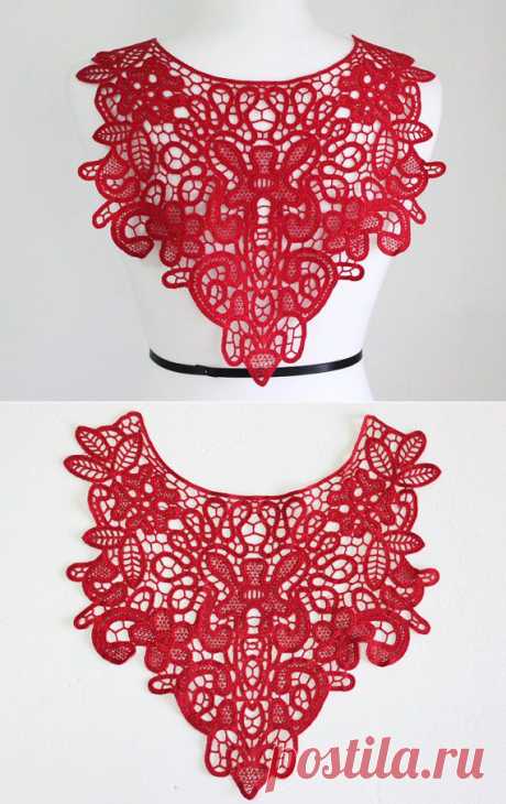 Lace Applique Cranberry Red Venise Lace for by MakingPlus