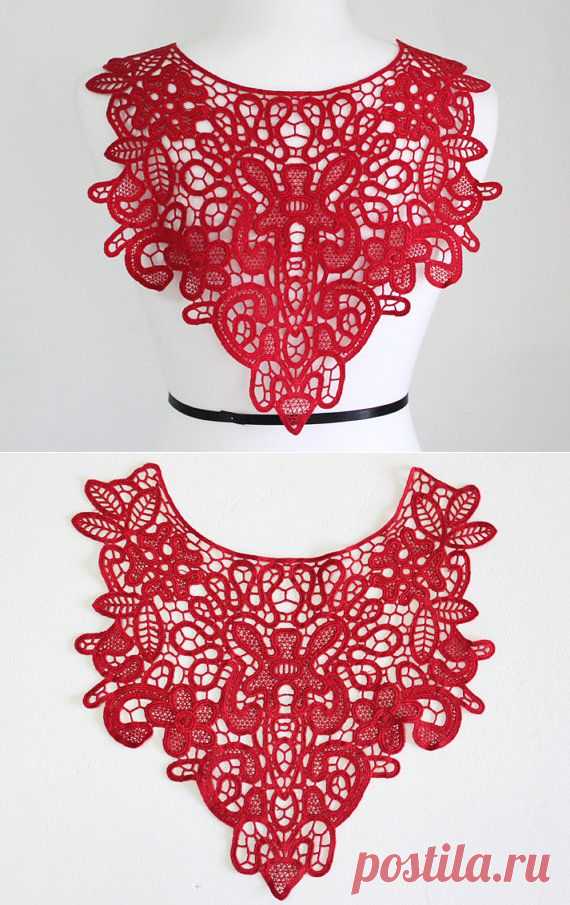 Lace Applique Cranberry Red Venise Lace for by MakingPlus