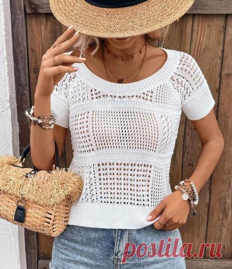 Топ с ажурными квадратами (схема узора)