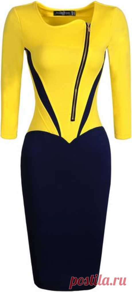 jeansian Women's Office Lady Slim Zipper Evening Gowns Pencil Dresses WKD175
