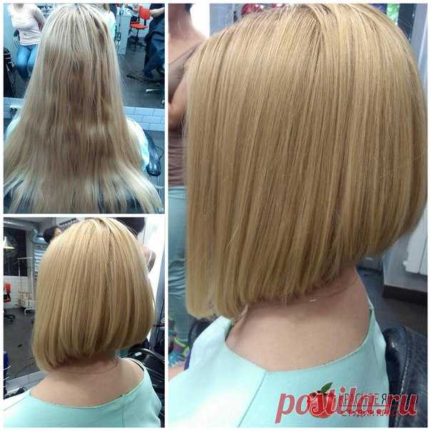 Не всегда👆 легко расставаться✂ с длинными волосами👩. Но после такого шикарного👍 результата, Ваши сожаления😔 уйдут прочь. Работа💎 стилиста Надежды м.Кузьминки