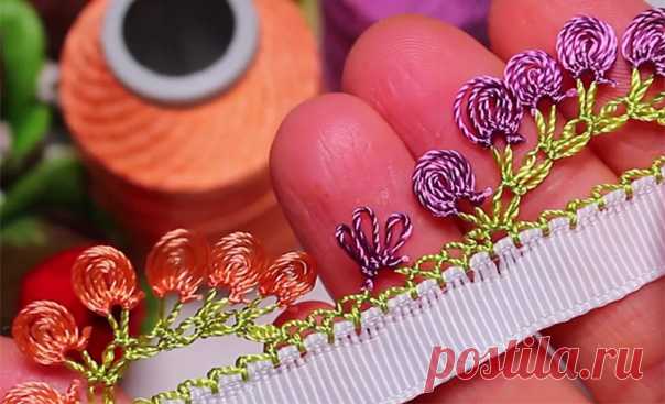 Турецкое игольное кружево ойя. Урок № 8: цветочная кайма