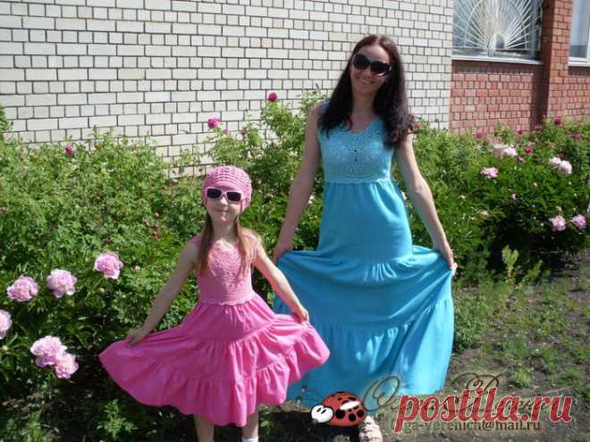 МК комбинированный сарафан на 5-6 лет.