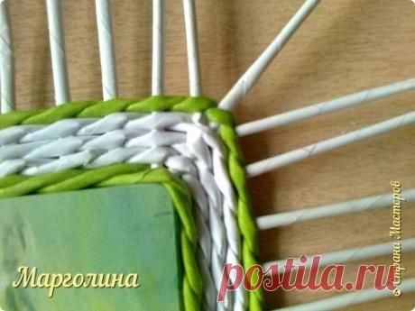 Как сплести красивый угол на прямоугольной крышке. МК плетение из газет