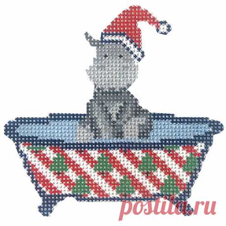 Amigos de la bañera - hipopótamo de Navidad | Punto de aguja.Com