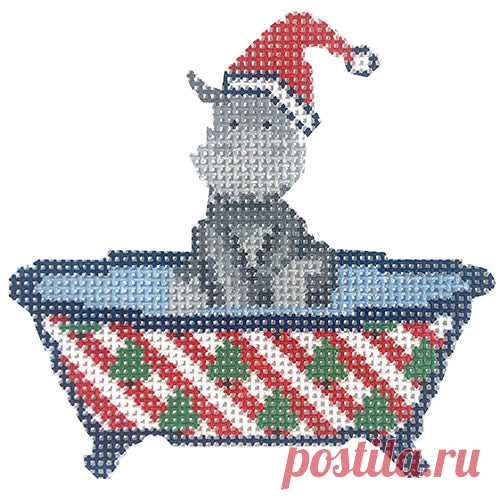 Amigos de la bañera - hipopótamo de Navidad | Punto de aguja.Com