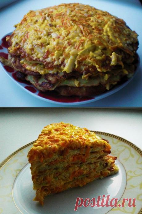 Торт из кабачков с сырно-овощной начинкой