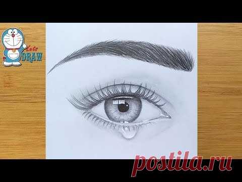 How to draw an eye with teardrop for Beginners || EASY WAY TO DRAW A REALISTIC EYE ||