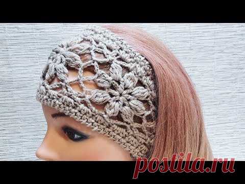 Повязка на весну крючком.🌸Метод безотрывного вязания+обвязка