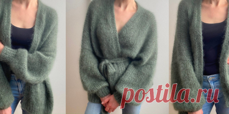 Вязаный спицами мохеровый кардиган JONA - Вяжи.ру