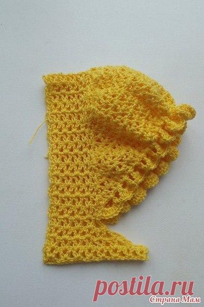 Вяжем рукав-фонарик

Слова автора:

Полностью топ я вязать не стала, для примера связала
только пройму рукава.

У вас в идеале должна получиться маечка.

Просто подгоняйте под нужный вам вырез горловины и проймы!

Ну а теперь самое интересное!! Я нарисовала как могла, рисовальщик схем я еще тот, так что по ходу буду объяснять!!

Итак, располагаем вязание плечевым швом к себе, прикрепляем нить за один рядочек от шва

и прямо в то место, где у нас шов, вяжем 4 галочки (ст. с...