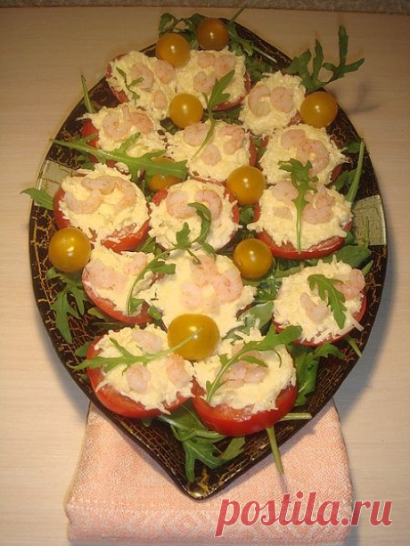 Помидоры с сыром, креветками и рукколой - рецепт с фото - помидоры с сыром, креветками и рукколой - как готовить: ингредиенты, состав, время приготовления - Леди@Mail.Ru
