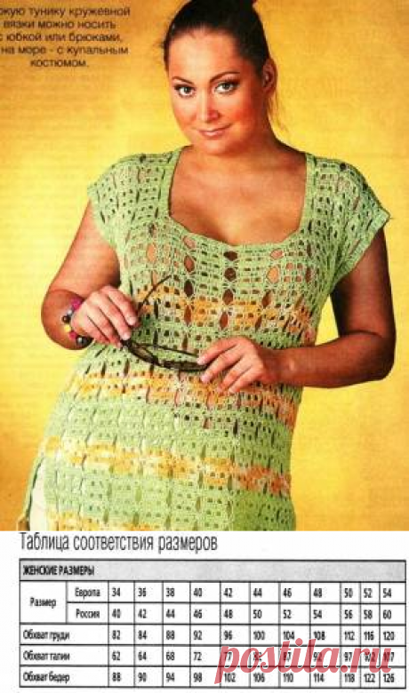 Туника большого размера вязанная крючком. - Для полных - Вязание крючком - Модели и схемы вязания крючком 2016 - 2017 года