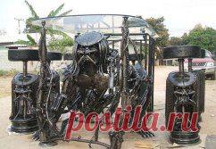 Невероятные скульптуры из старых автозапчастей