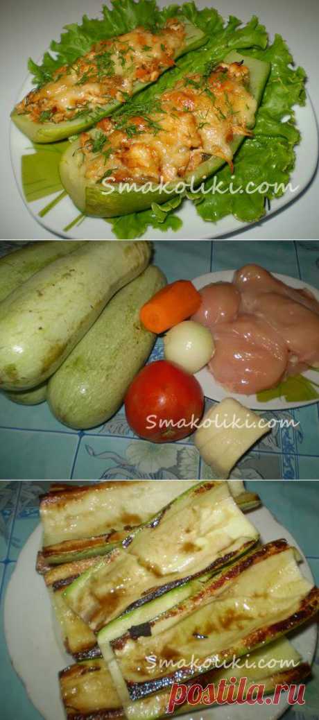 Кабачки фаршированные курицей и сыром. Пошаговый рецепт с фото на Smakoliki.com