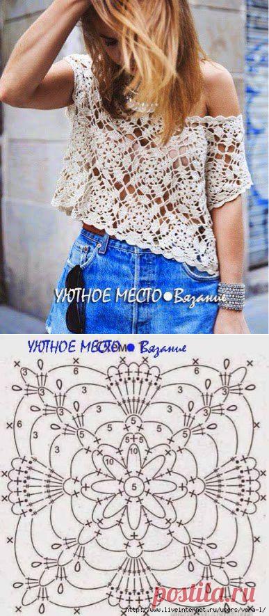 Ажурный топ квадратными мотивами