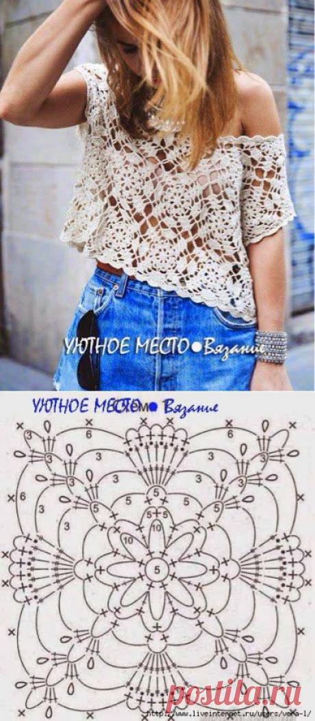 Ажурный топ квадратными мотивами