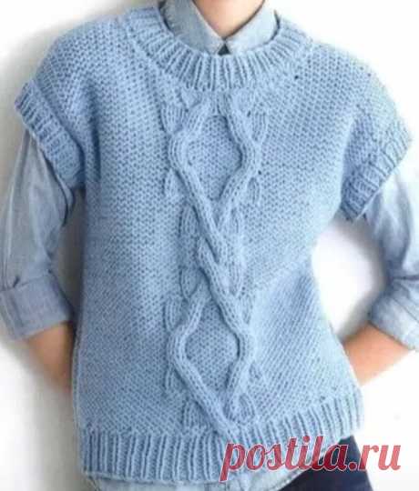 ЖИЛЕТ СПИЦАМИ С КРУПНЫМ УЗОРОМ | НАТАЛЬЯ ДМИТРИЕВА. ВЯЖЕМ ВМЕСТЕ | Яндекс Дзен