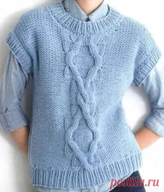 ЖИЛЕТ СПИЦАМИ С КРУПНЫМ УЗОРОМ | НАТАЛЬЯ ДМИТРИЕВА. ВЯЖЕМ ВМЕСТЕ | Яндекс Дзен