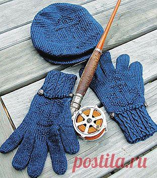 Вязаные кепка и перчатки для мужчин.