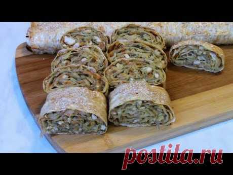Рулеты из лаваша с капустой и курицей - просто объедение ! Домашняя выпечка на скорую руку .