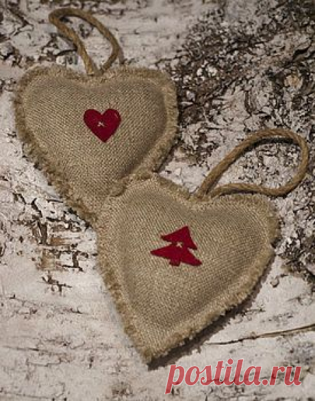 Christmas Linen Heart Decoration