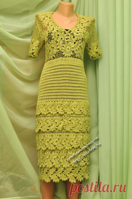Платье Воланчики — работа Ефимии Андреевских - вязание крючком на kru4ok.ru