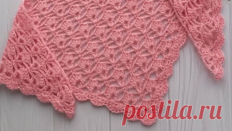 Как связать легкую и красивую шаль крючком. Легкий и красивый узор крючком для шали и палантина.