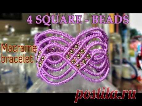 Macrame tutorial for bracelet - The 4 square of beads - Step by step guide by Tita