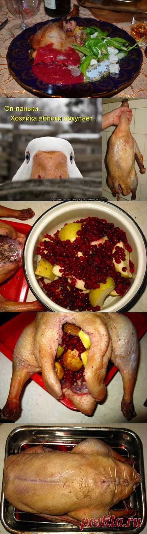 РОЖДЕСТВЕНСКИЙ ГУСЬ С ЯБЛОКАМИ И КЛЮКВЕННЫМ ВЗВАРОМ