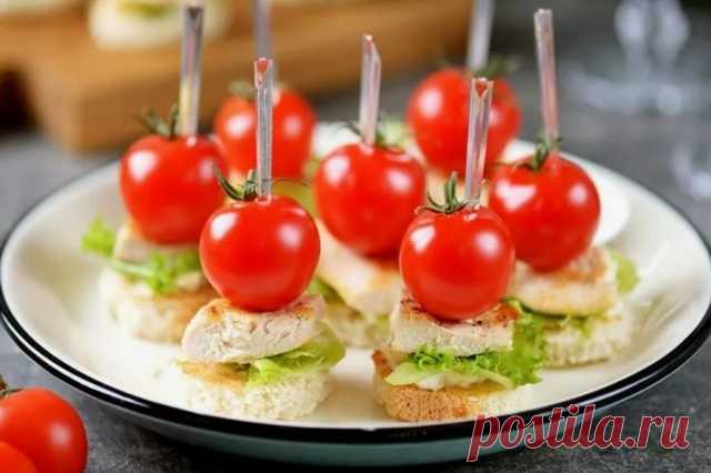 Канапе с курицей и помидорами черри для детей — Д а ч а