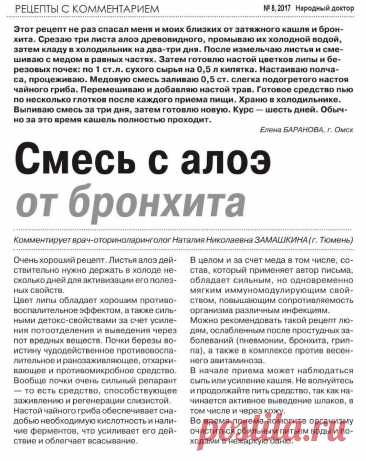 Смесь с алоэ от бронхита и затяжного кашля