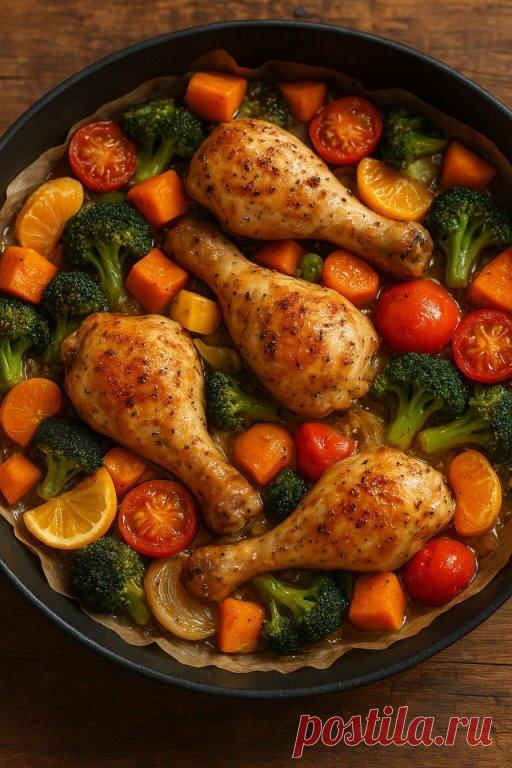 Томлёные куриные голени с овощами и цитрусами