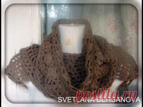 Как связать снуд крючком?Часть 2 .Knit infinite scarf crochet pattern PINEAPPLE