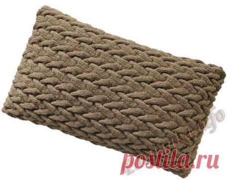 Чехол на подушку узором "косы" (из журнала Bergere de France № 4356). Спицами. / parijanka.info