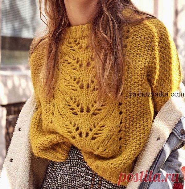 Женский джемпер вязаный спицами схема выкройка. Джемпер спицами с центральным узором Женский джемпер вязаный спицами с центральным узором. Основное полотно вяжется узором 