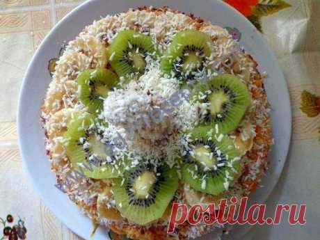 Фруктовый торт блинный Крепвиль Тропический рецепт с фото - 1000.menu