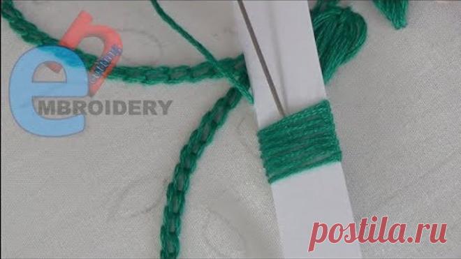 Hand Embroidery: Embroidered Leafs With Cardboard