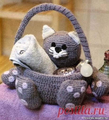 Кот-корзиночка для ванной своими руками!