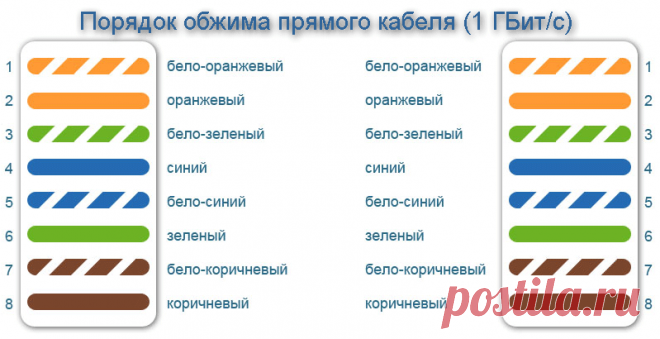 Терморегулятори rj45 4 жили. Вита пара: способи обтиску, схема з'єднань.