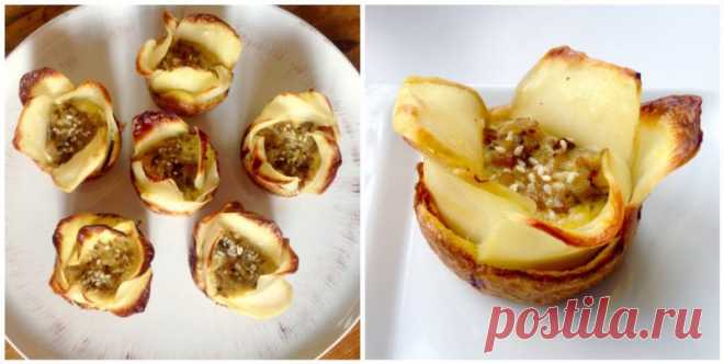 Картофельные корзинки с грибами