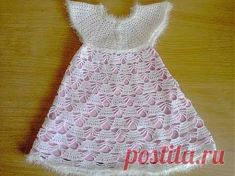 Платье для девочки (вяжем крючком) ч.1. Dress for girls (knit crochet) p.1. - YouTube