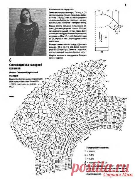 Романтическая блуза синего цвета. - Все в ажуре... (вязание крючком) - Страна Мам
