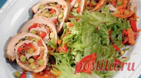 Рождественский куриный рулет с курагой и грибами, пошаговый рецепт с фото