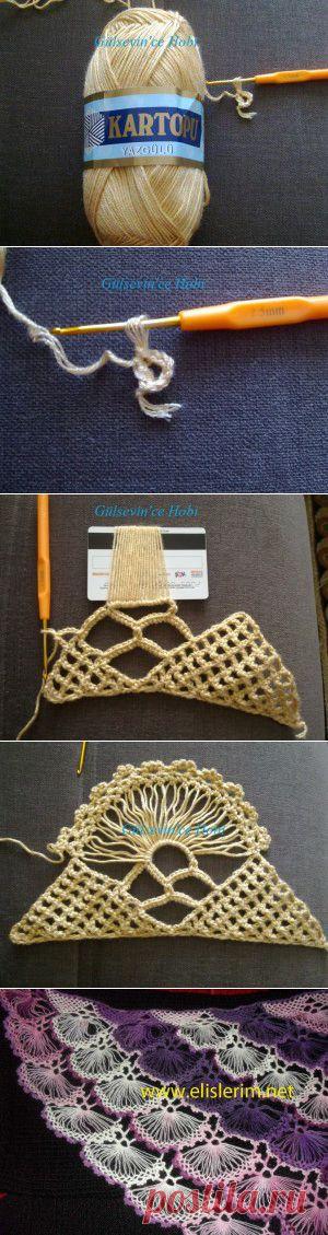 Изящная шаль на линейке |  Шали, палантины и шарфы