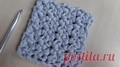 ​Простой узор крючком из трикотажной пряжи для покрывала, подушки, пледа, сумки, ковра
